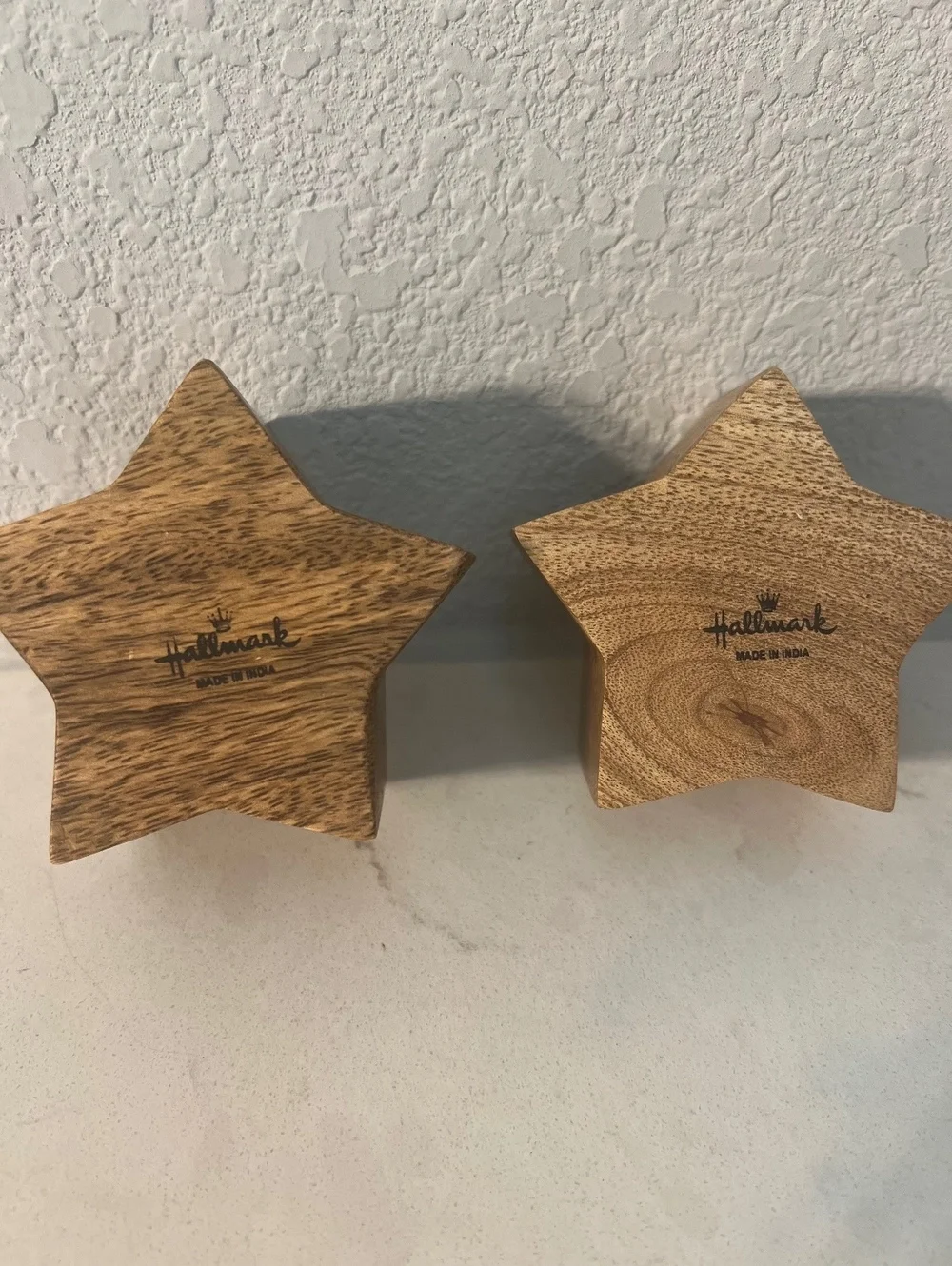 Hallmark Wood Star Tea Light Candle Holders Set of 2 Gold Tone